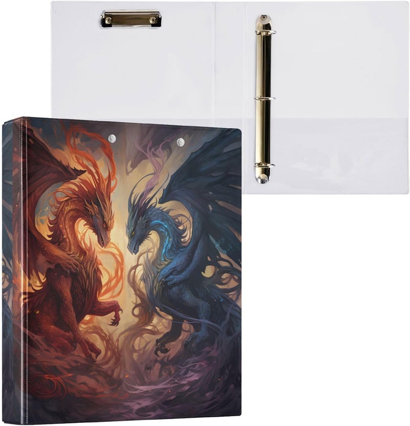 senya 3 Ring Binder Powerful Dragons File Folder Holds 200 Sheets File Storage for Women Men School Office Supplie  - Image 1