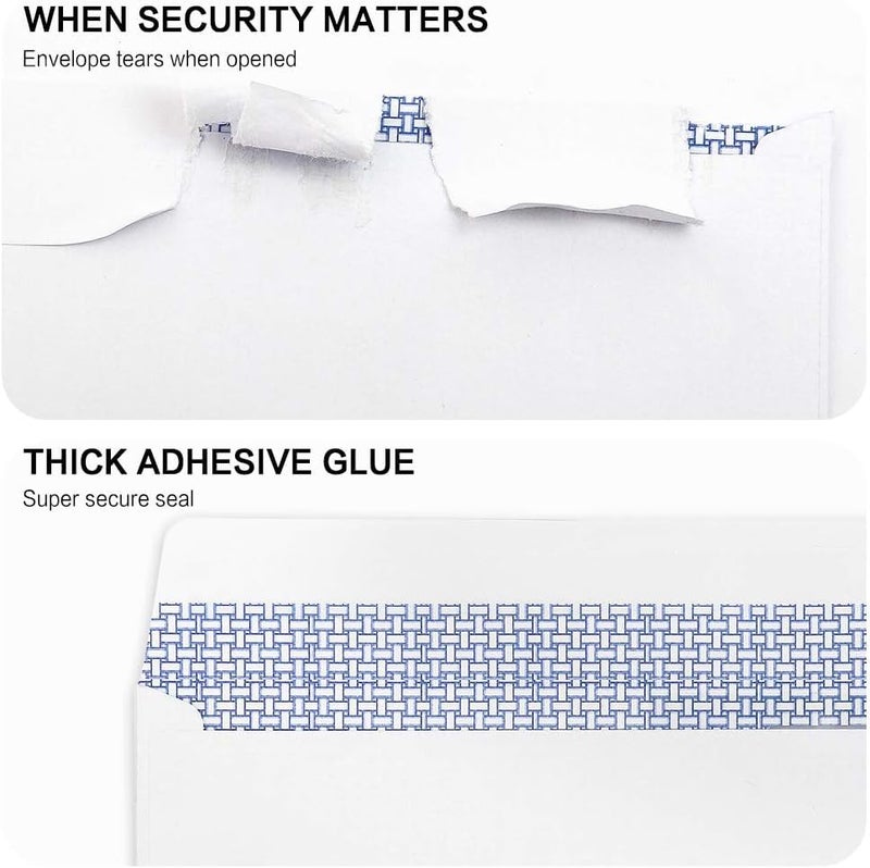 HERKKA 100 Pack #10 Single Left Window SELF Seal Security Envelopes, Designed for QuickBooks Invoices & Business Statements, Computer Printed Checks Peel and Seal Flap, Size 4-1/8 x 9-1/2 Inches, 24 LB - Image 5
