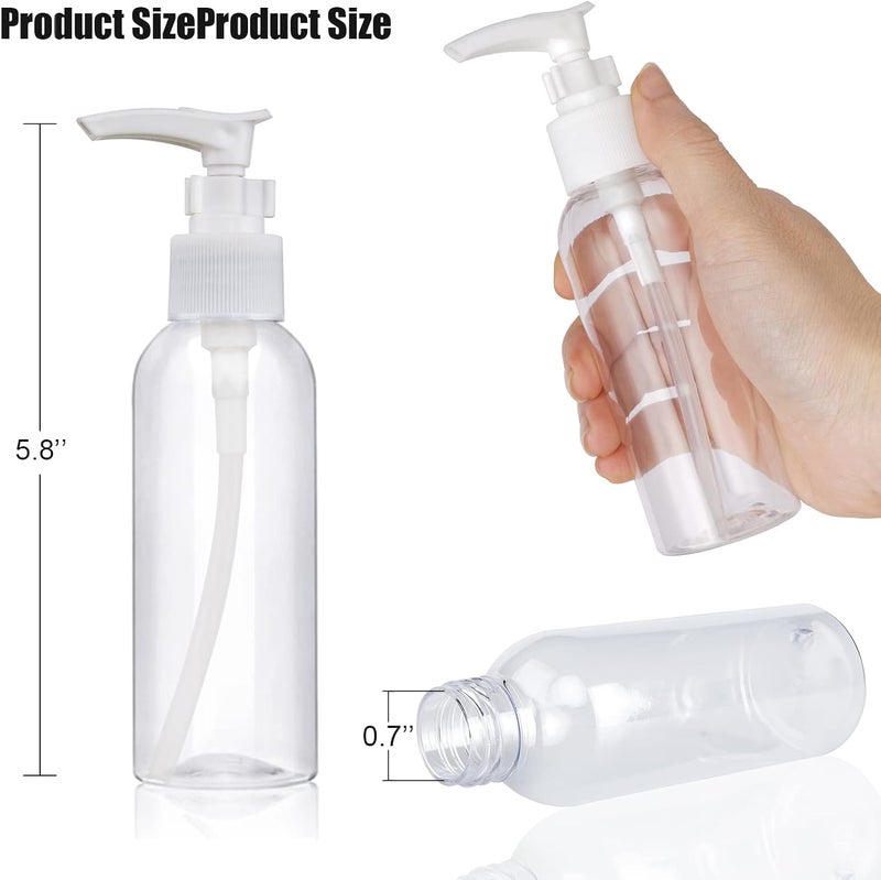 BOMEX 5 Pack Travel Bottles Pump Bottles Dispenser 3.4oz/100ml Plastic Lotion Pump Bottle Clear Travel Toiletry Bottles with Extra 1 Pump Leak Proof for Makeup Cosmetic Containers (White) - Image 2
