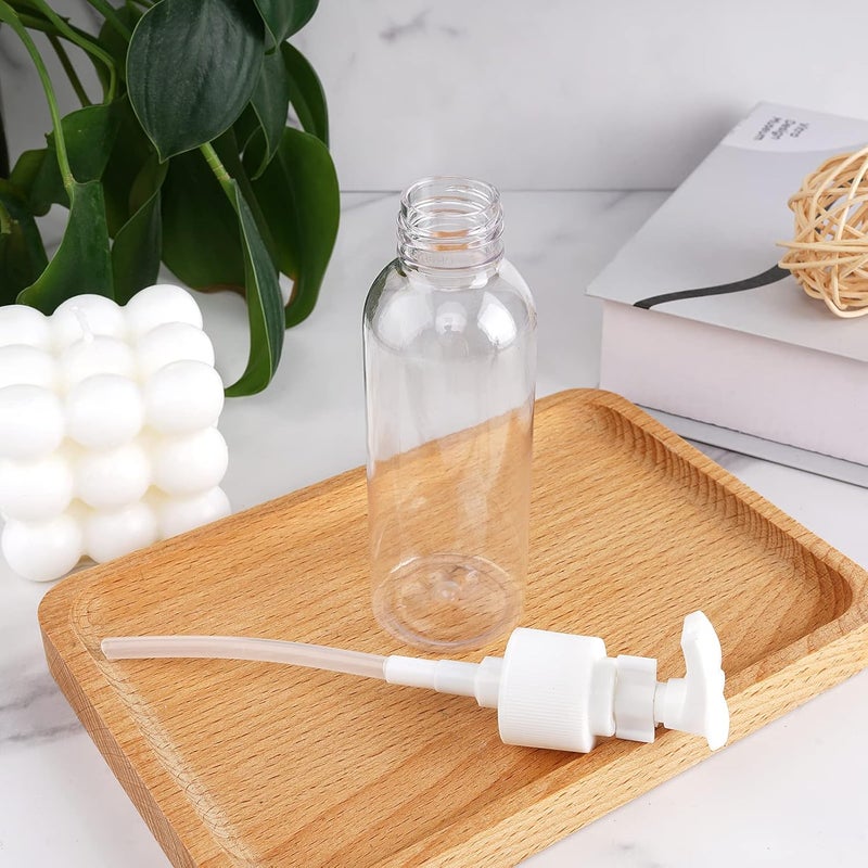 BOMEX 5 Pack Travel Bottles Pump Bottles Dispenser 3.4oz/100ml Plastic Lotion Pump Bottle Clear Travel Toiletry Bottles with Extra 1 Pump Leak Proof for Makeup Cosmetic Containers (White) - Image 4