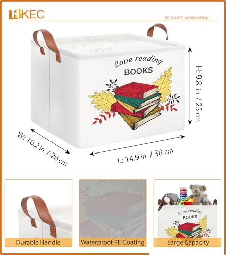 HKEC Rectangle Books Storage Basket Gift Basket Empty with Handles Cute Organizer Storage Bin Room DecorBooks - Image 3