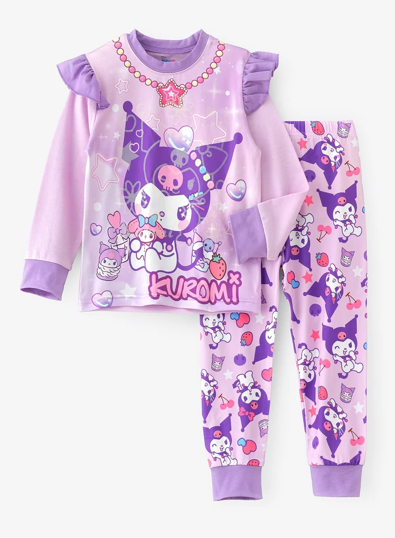 babyqlo Characters printed cotton top with pajama sets for girls