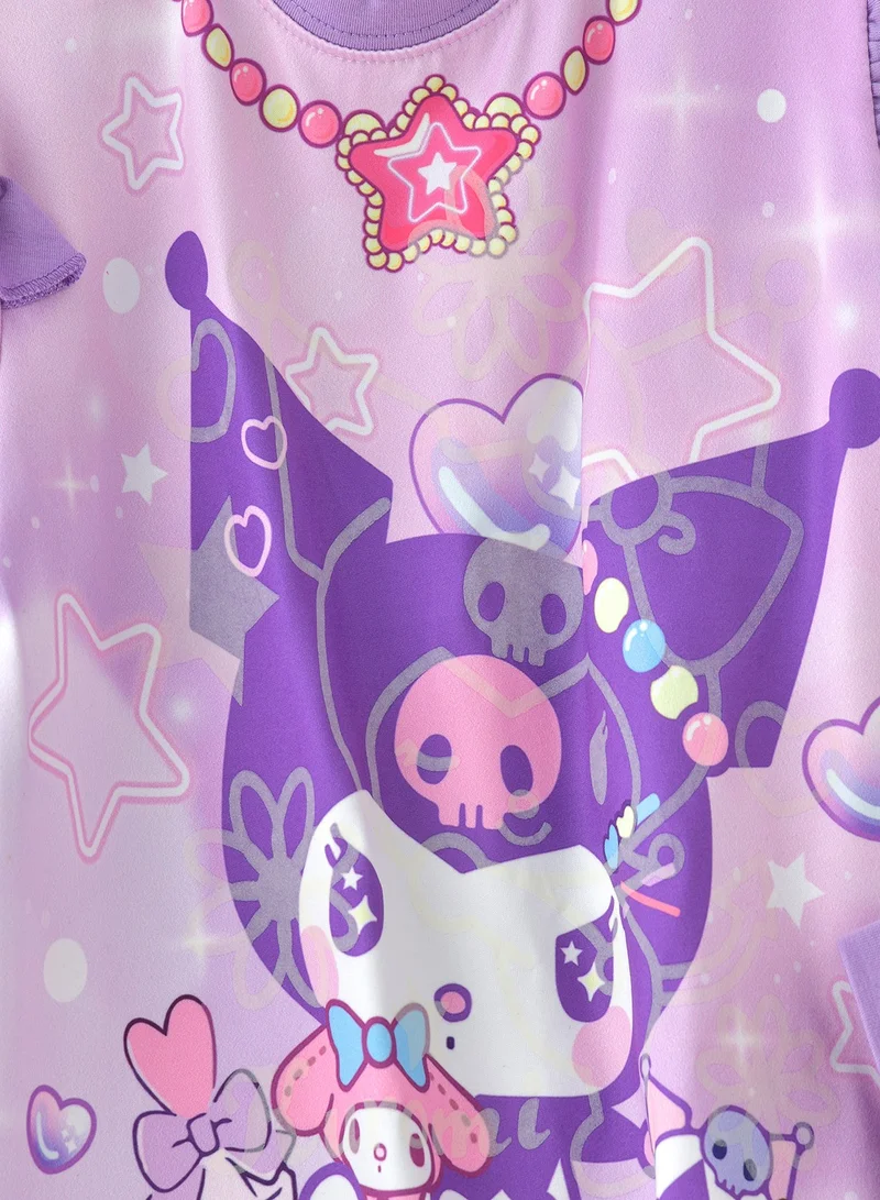 babyqlo Characters printed cotton top with pajama sets for girls
