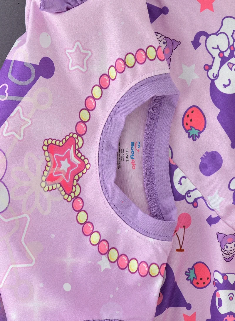 babyqlo Characters printed cotton top with pajama sets for girls