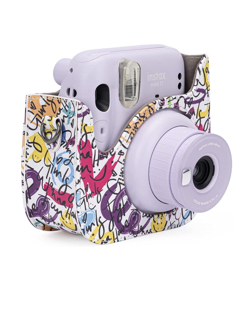 for Fujifilm Instax Protective Case, PU Leather Instax Camera Compact Case for Fujifilm Instax Mini 11/9/8/8+, Instant Film Camera (Graffiti) - Image 1