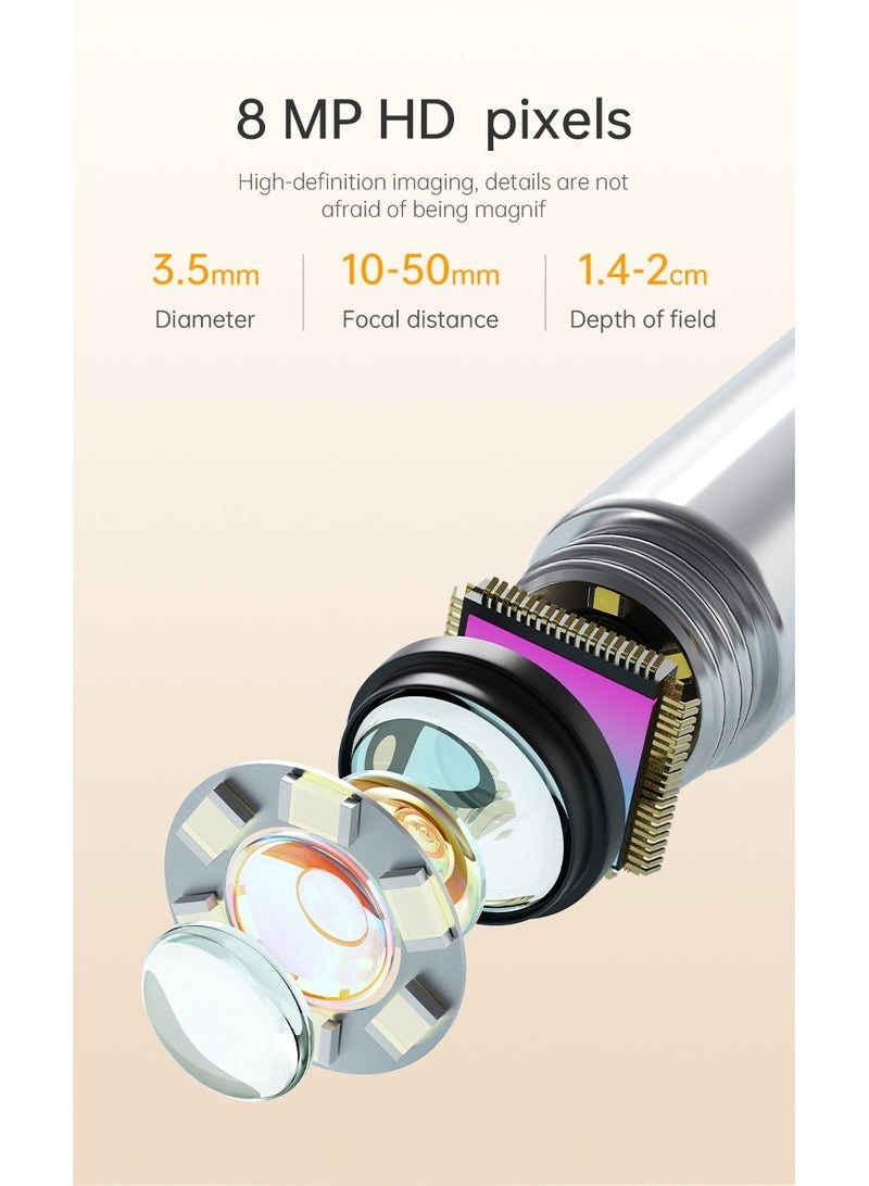 إزالة شمع الأذن - أداة إزالة شمع الأذن مع مجموعة أذن مكونة من 8 قطع - ملعقة إزالة الشمع المرئية بتقنية الواي فاي - مجموعة إزالة شمع الأذن مع منظف الأذن الخفيف لنظامي التشغيل iOS وAndroid (أسود) - Image 4