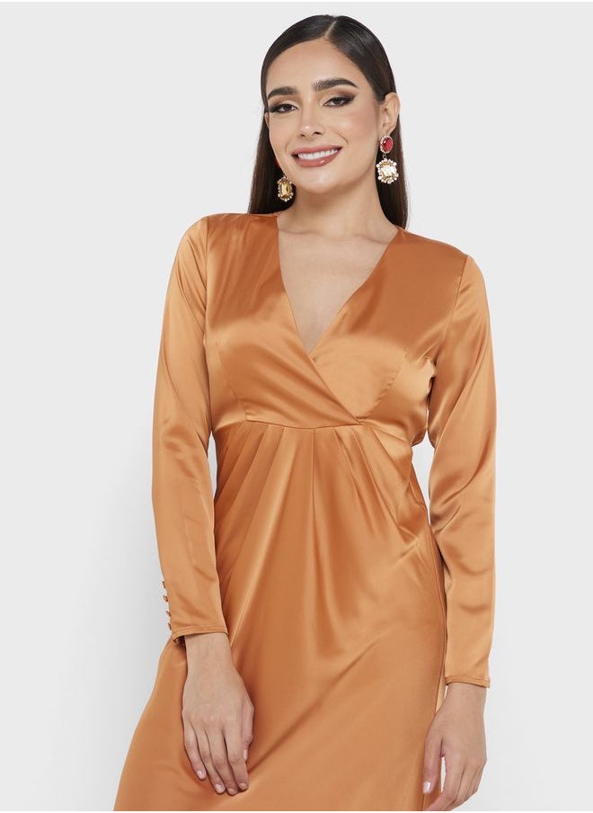 YAS - Surplice Neck Dress - Image 1