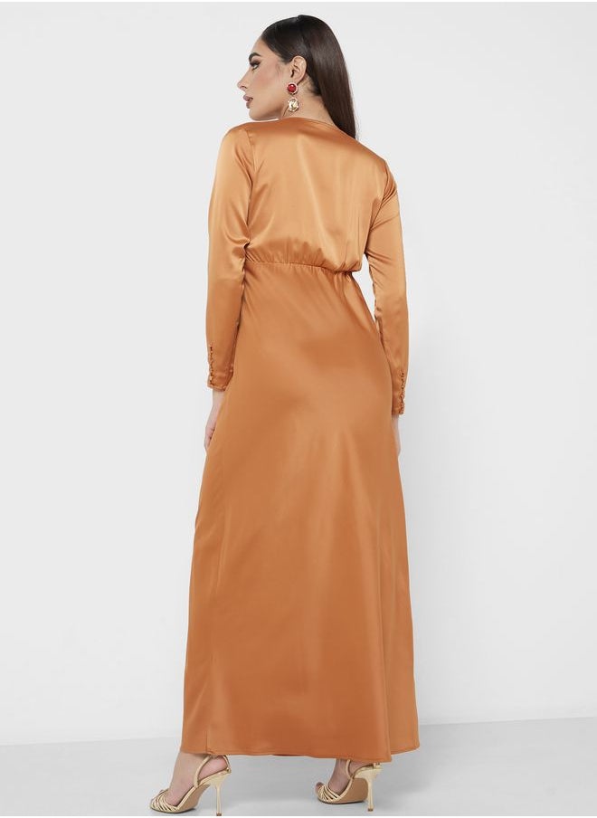 YAS - Surplice Neck Dress - Image 1