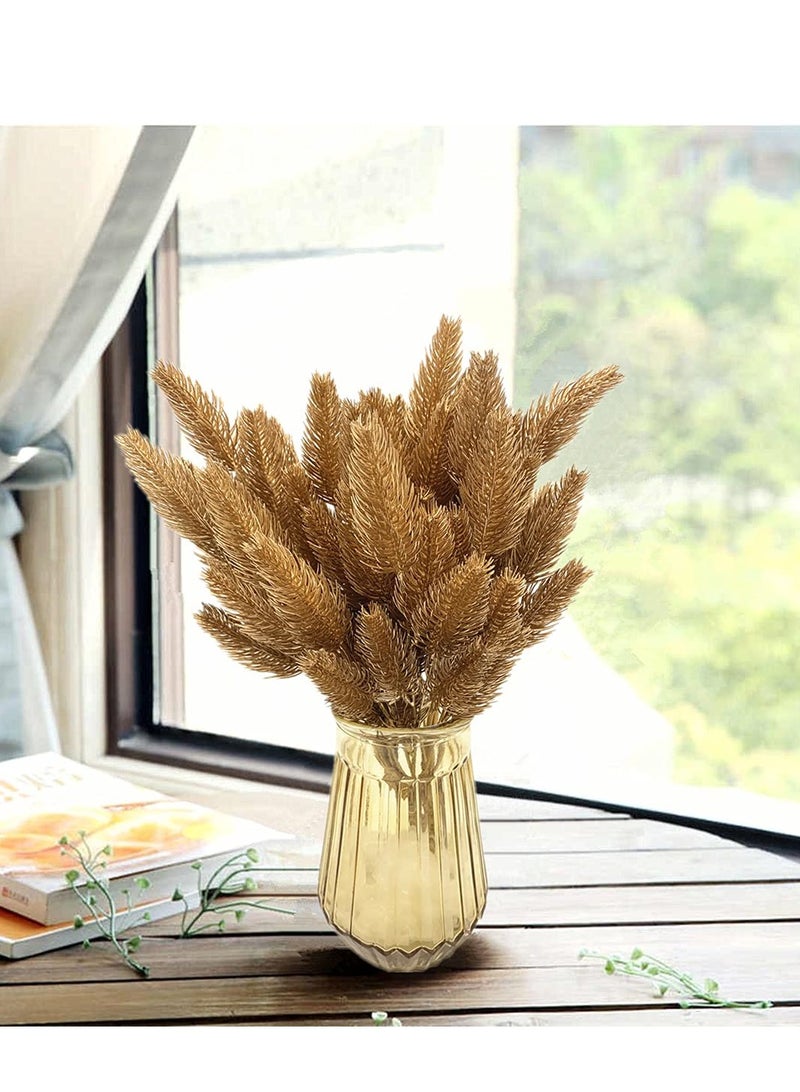 Excefore Artificial Gold Leaves Plants - Plastic Fake Grass Faux Shrubs for Home Indoor Outdoor Garden Wedding Festival Decoration Hall Table Planter Filler (Golden Pinecone 2 Pack) - Image 4