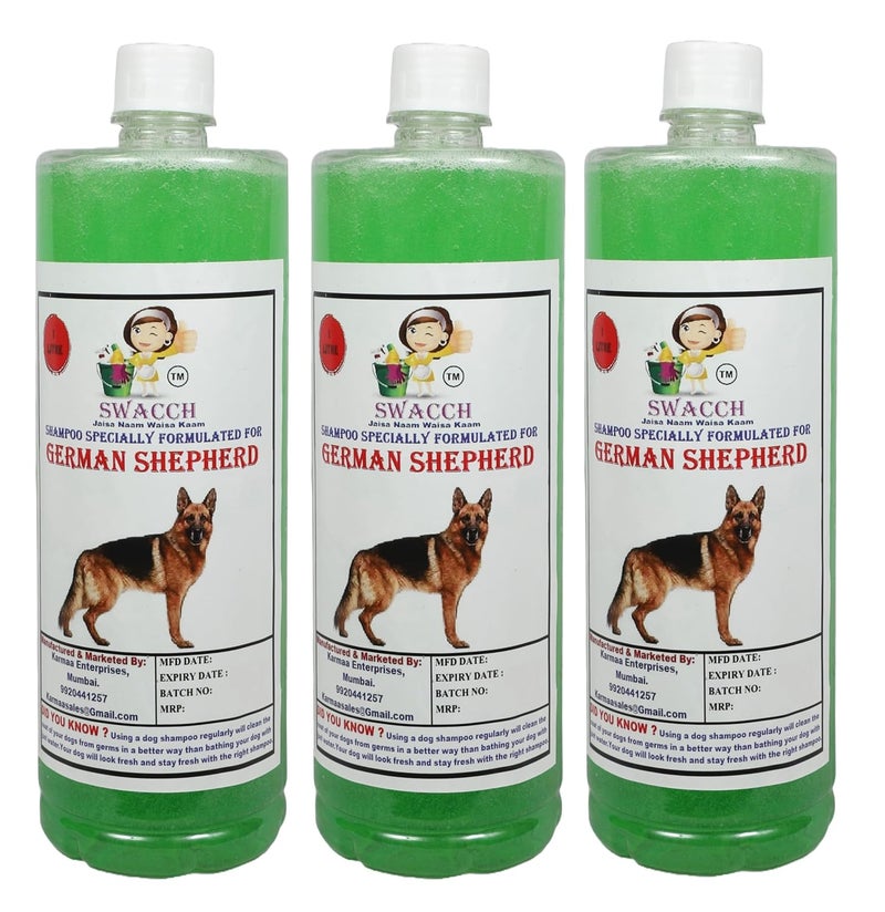Swacch Shampoo Specially Formulated for German Shepherd 1 Litre Pack of 3 Neem Alovera - Image 1