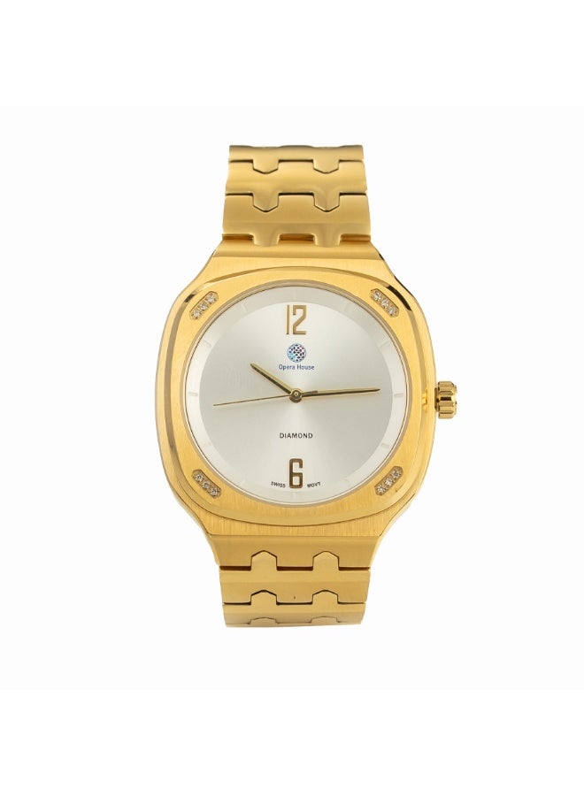Opera House Men’s Luxury Diamond Analog Watch – 12 Natural Diamonds (SI2 GH) Dial, 42mm Stainless Steel Case, Crystal Glass, 3ATM Water Resistant, SS (Stainless Steel) Case & Band - Image 1