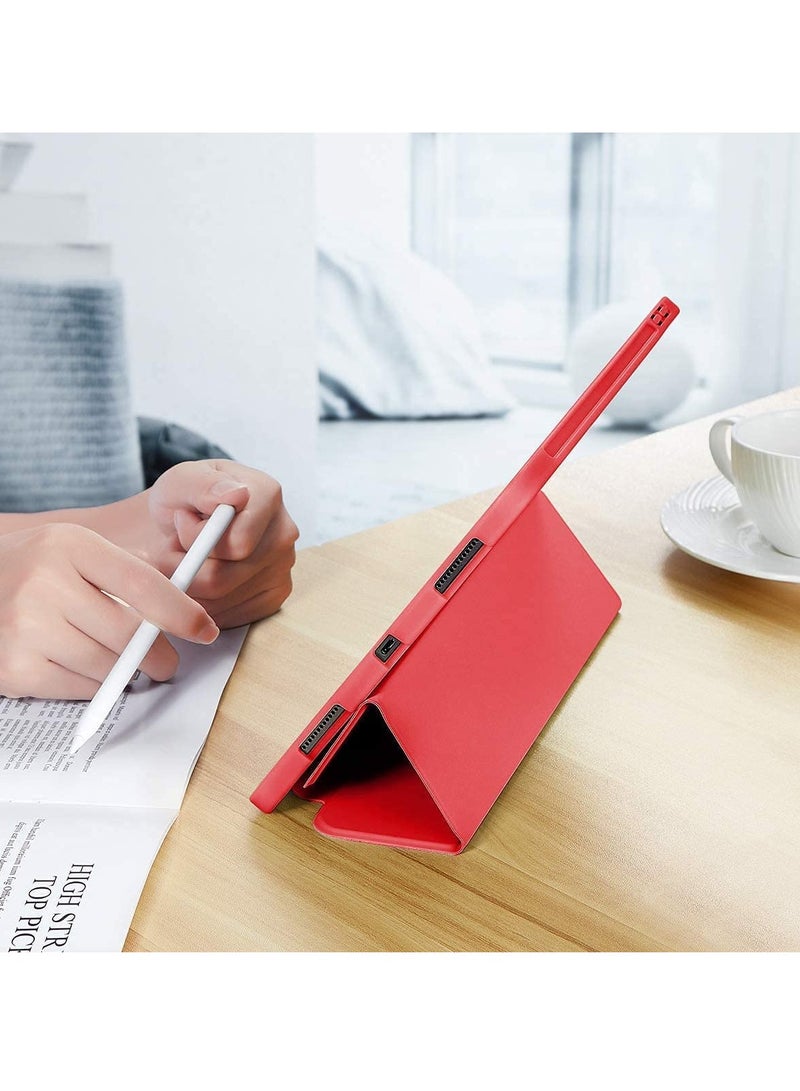 DUSALA Flip Case for New iPad Pro 11-inch 2021 (3rd Gen) / 2020 (2nd Gen) /, Ultra Slim Smart Magnetic Back Cover for iPad Pro 11 2021/2020, Auto Wake/Sleep-With Pencil Holder Red - Image 4