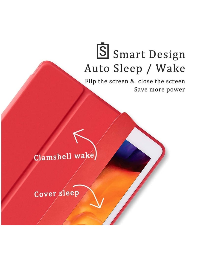 DUSALA Flip Case for New iPad Pro 11-inch 2021 (3rd Gen) / 2020 (2nd Gen) /, Ultra Slim Smart Magnetic Back Cover for iPad Pro 11 2021/2020, Auto Wake/Sleep-With Pencil Holder Red - Image 2