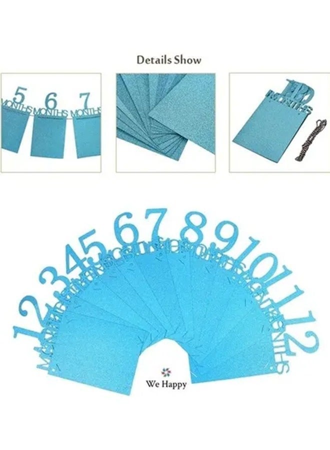 1 عيد ميلاد الطفل صور لافتات سجل النمو 1-12 شهرا الدعائم معلما شهريا صور 1 عيد ميلاد احتفالات زينة - Image 4