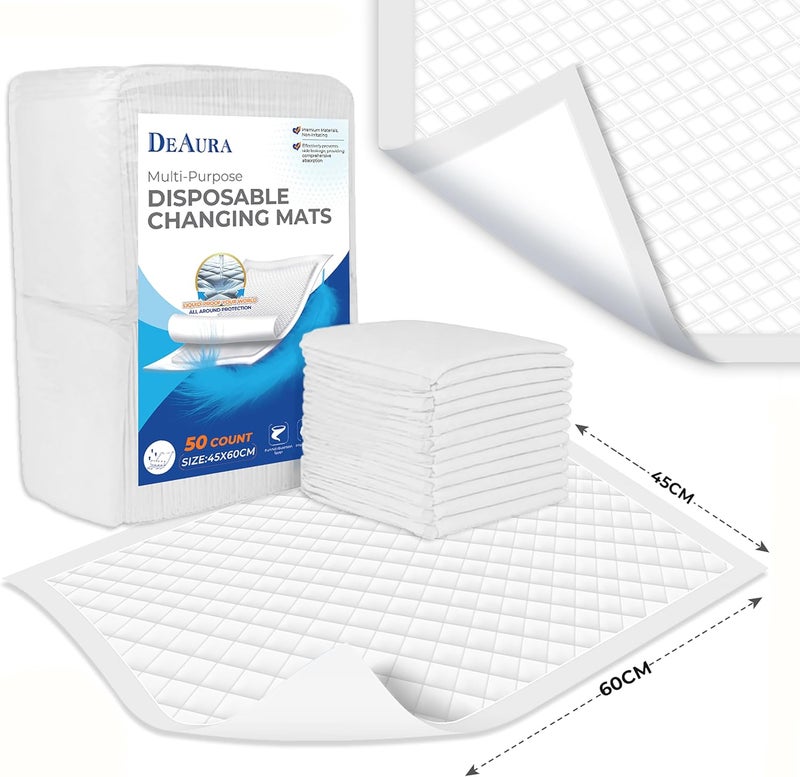 Premium Disposable Changing Pads Baby (50 pack, 45 x 60cm) – Portable Baby Changing Mat for Busy Parents – Hygienic Disposable Diaper Changing Mat – Extra Soft & Absorbent Disposable Changing Mat Baby - Image 1