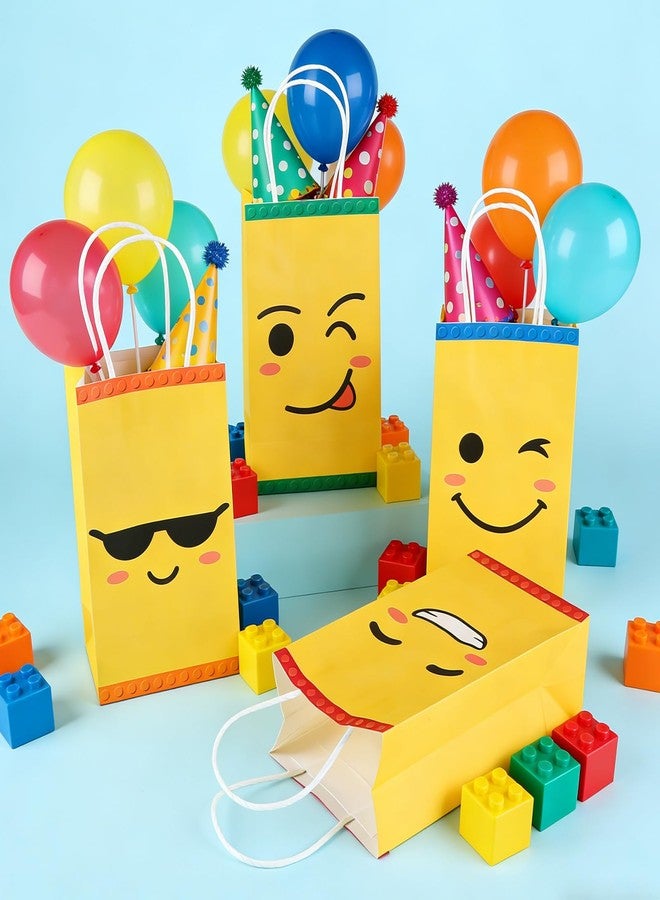 MinFyberd Building Block Paper Bags with Handle Building Block Party Favor Gift Bags Colorful Bricks Gift Wrapping Blocks Bricks Themed Decoration for Movie Fans Birthday Baby Shower Supplies 12Pcs - Image 4