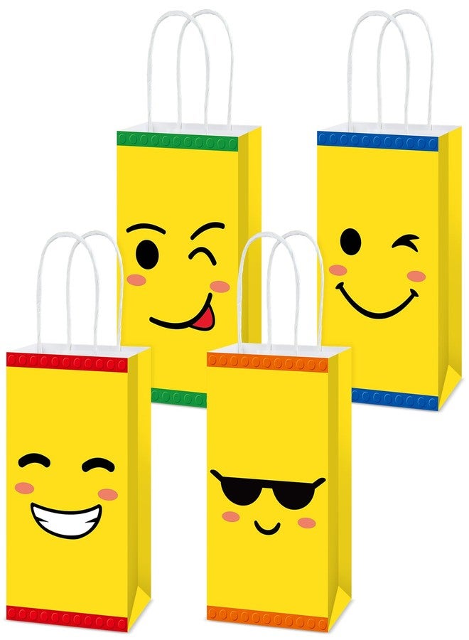 MinFyberd Building Block Paper Bags with Handle Building Block Party Favor Gift Bags Colorful Bricks Gift Wrapping Blocks Bricks Themed Decoration for Movie Fans Birthday Baby Shower Supplies 12Pcs - Image 1