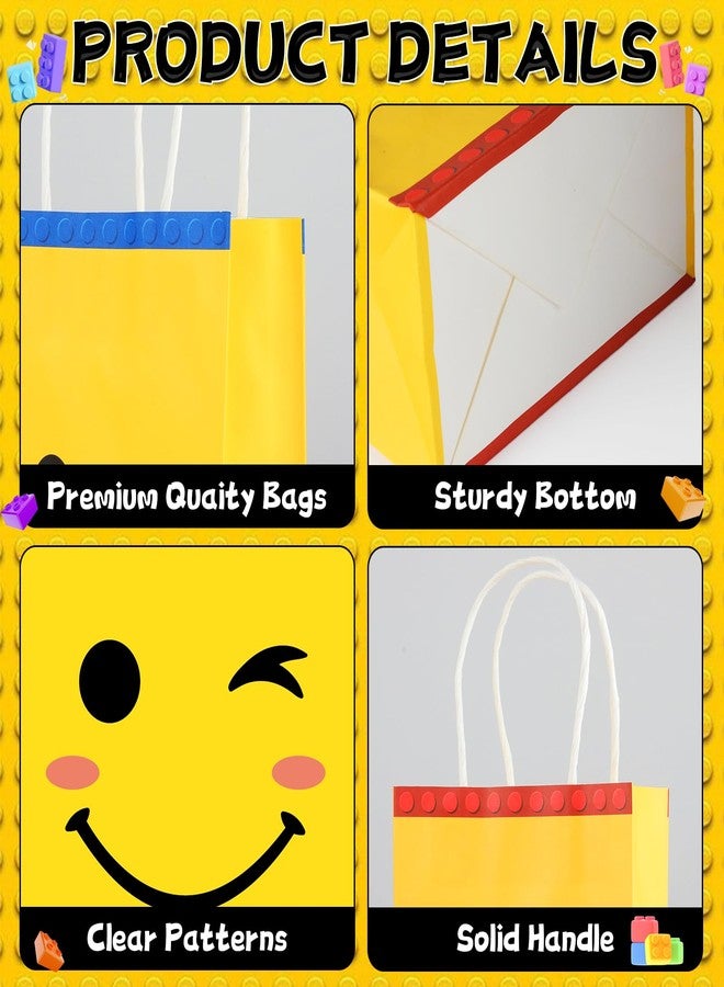 MinFyberd Building Block Paper Bags with Handle Building Block Party Favor Gift Bags Colorful Bricks Gift Wrapping Blocks Bricks Themed Decoration for Movie Fans Birthday Baby Shower Supplies 12Pcs - Image 3