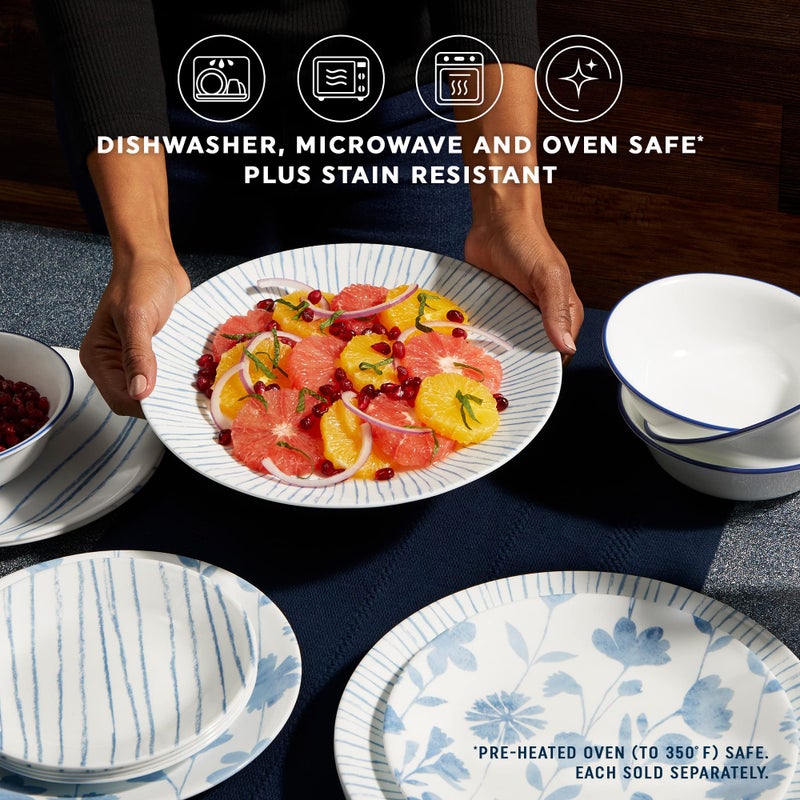 Corelle أطباق غداء زجاجية فيتريل 6 قطع 8.5 بوصة من كوريل، خفيفة الوزن، مقاومة للخدوش - خطوط نباتية - Image 3