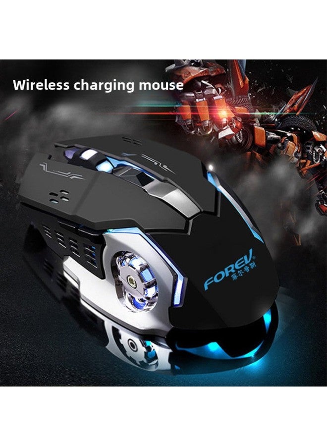 FVW502 2.4G Wireless Mouse Four-way Wheel Game Colorful Backlit Stereo Cool Internet Cafe Mechanical Mouse-Colour:Black - Image 2