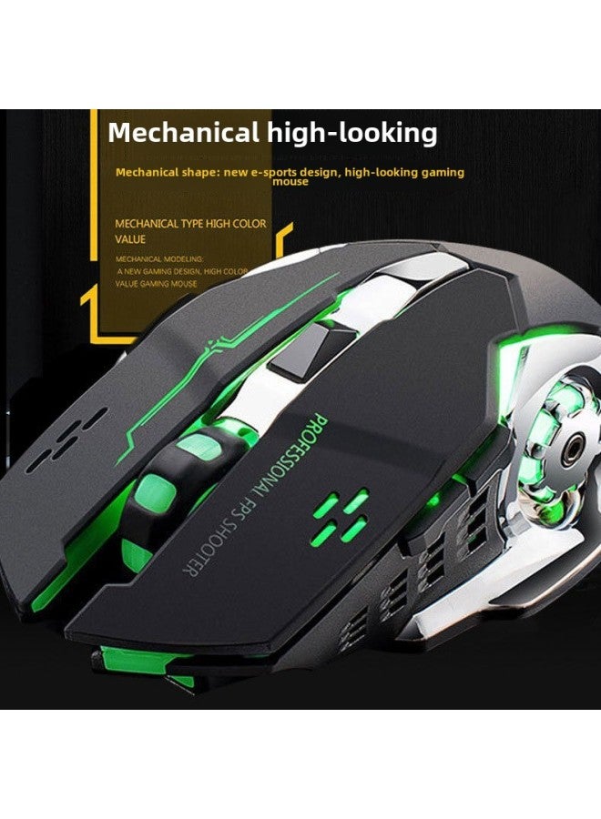 FVW502 2.4G Wireless Mouse Four-way Wheel Game Colorful Backlit Stereo Cool Internet Cafe Mechanical Mouse-Colour:Black - Image 4