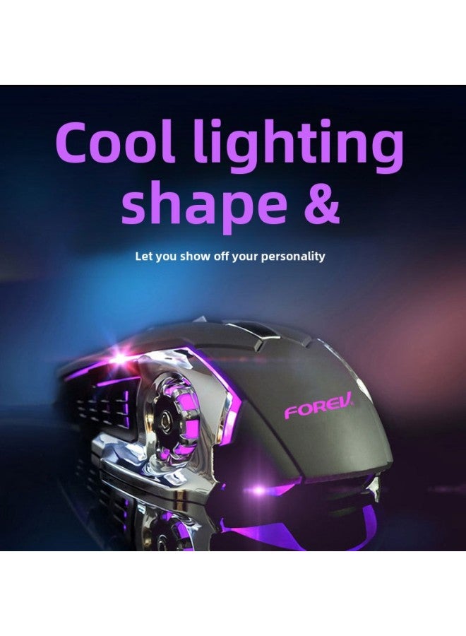 FVW502 2.4G Wireless Mouse Four-way Wheel Game Colorful Backlit Stereo Cool Internet Cafe Mechanical Mouse-Colour:Black - Image 1