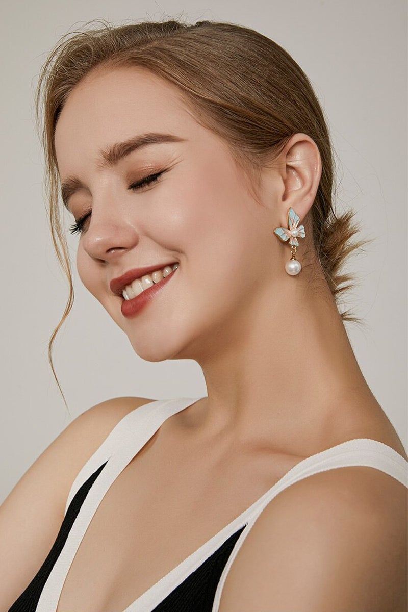 BP Tattoo Special Design Pearl Pendant Butterfly Earrings  - Image 3