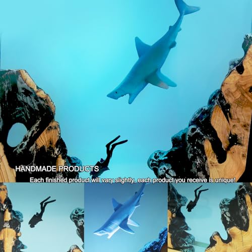 eletriace Epoxy Resin Shark Lamp, Ocean Night Light,Artistry Home Decor Bedside Nightlight, Unique Resin Lighting, Nightstand Decorations for Bedroom, Suitable for Holidays(Shark Lamp) - Image 4