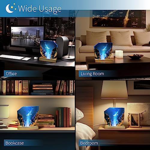 eletriace Epoxy Resin Shark Lamp, Ocean Night Light,Artistry Home Decor Bedside Nightlight, Unique Resin Lighting, Nightstand Decorations for Bedroom, Suitable for Holidays(Shark Lamp) - Image 5