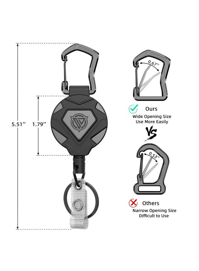Oaridey 2 Pack Retractable Keychain Heavy Duty Badge Reels Retractable Tactical Id Badge Holder With Upgraded Zinc Alloy Carabiner 31.5'' Coated Steel Cord Bearing 8.0 Oz - Image 5