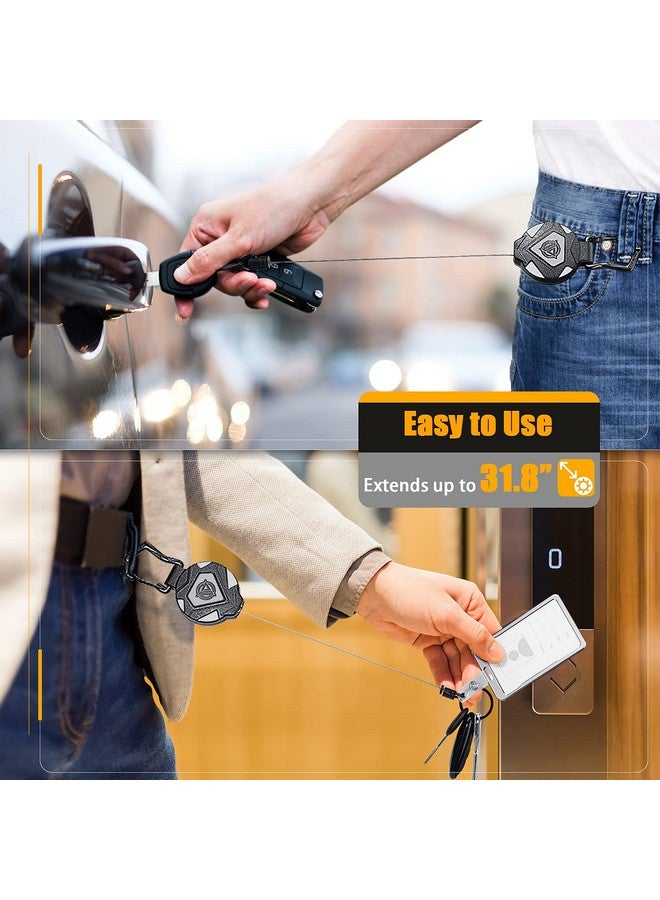 Oaridey 2 Pack Retractable Keychain Heavy Duty Badge Reels Retractable Tactical Id Badge Holder With Upgraded Zinc Alloy Carabiner 31.5'' Coated Steel Cord Bearing 8.0 Oz - Image 4