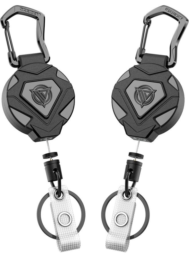Oaridey 2 Pack Retractable Keychain Heavy Duty Badge Reels Retractable Tactical Id Badge Holder With Upgraded Zinc Alloy Carabiner 31.5'' Coated Steel Cord Bearing 8.0 Oz - Image 1