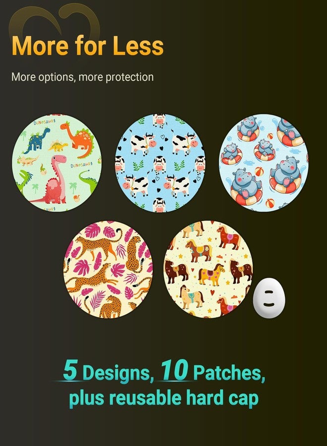Amolyfe Dexcom G7 & Stelo Over Patches Waterproof, Amolyfe 10 Pack Dexcom G7 Overpatches, Bump-Proof with Hard Cap, Breathable, Medical Adhesive, 10-Day CGM Protection (Dinosaur) - Image 2