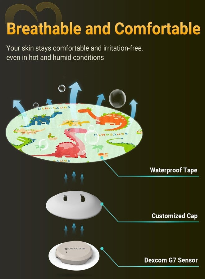 Amolyfe Dexcom G7 & Stelo Over Patches Waterproof, Amolyfe 10 Pack Dexcom G7 Overpatches, Bump-Proof with Hard Cap, Breathable, Medical Adhesive, 10-Day CGM Protection (Dinosaur) - Image 5
