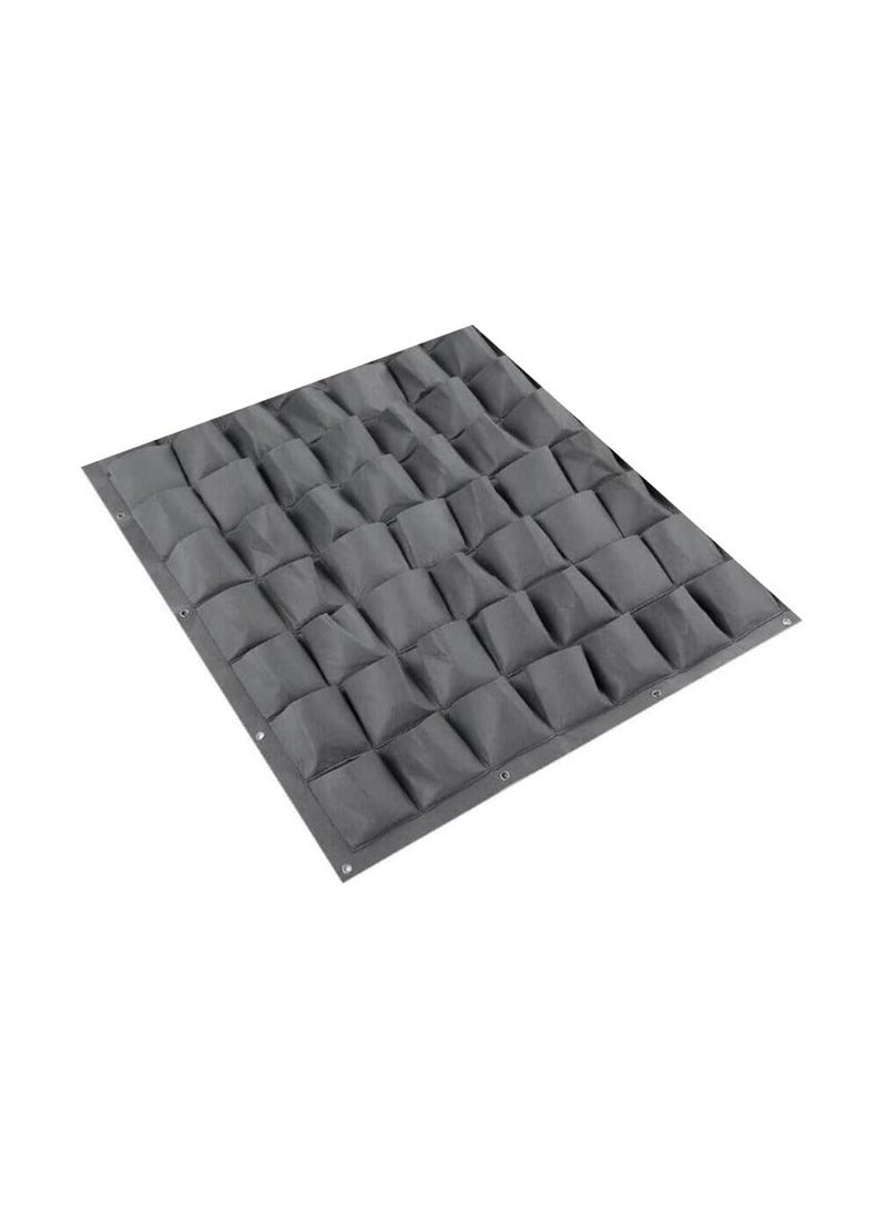 Generic Non Woven Felt Cloth Vertical Planter Pocket Bag, Colour - Grey, Dimension: 100 CM Length X 100 CM Width, 49 Pockets Bag, Vertical Planter Pockets for Herbs, Flowers, Vegetables,Succulents  - Image 1