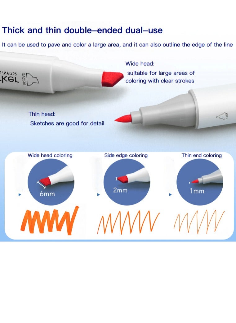 general Oil-based marker double-ended 60 color set can be used for animation design, art design, product design, landscape design and other scenes - Image 3