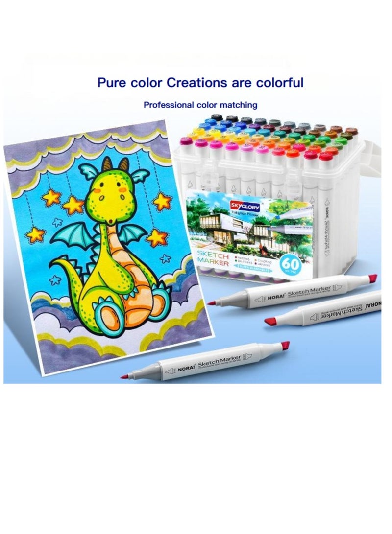 general Oil-based marker double-ended 60 color set can be used for animation design, art design, product design, landscape design and other scenes - Image 4