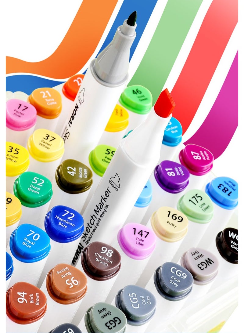 general Oil-based marker double-ended 60 color set can be used for animation design, art design, product design, landscape design and other scenes - Image 2