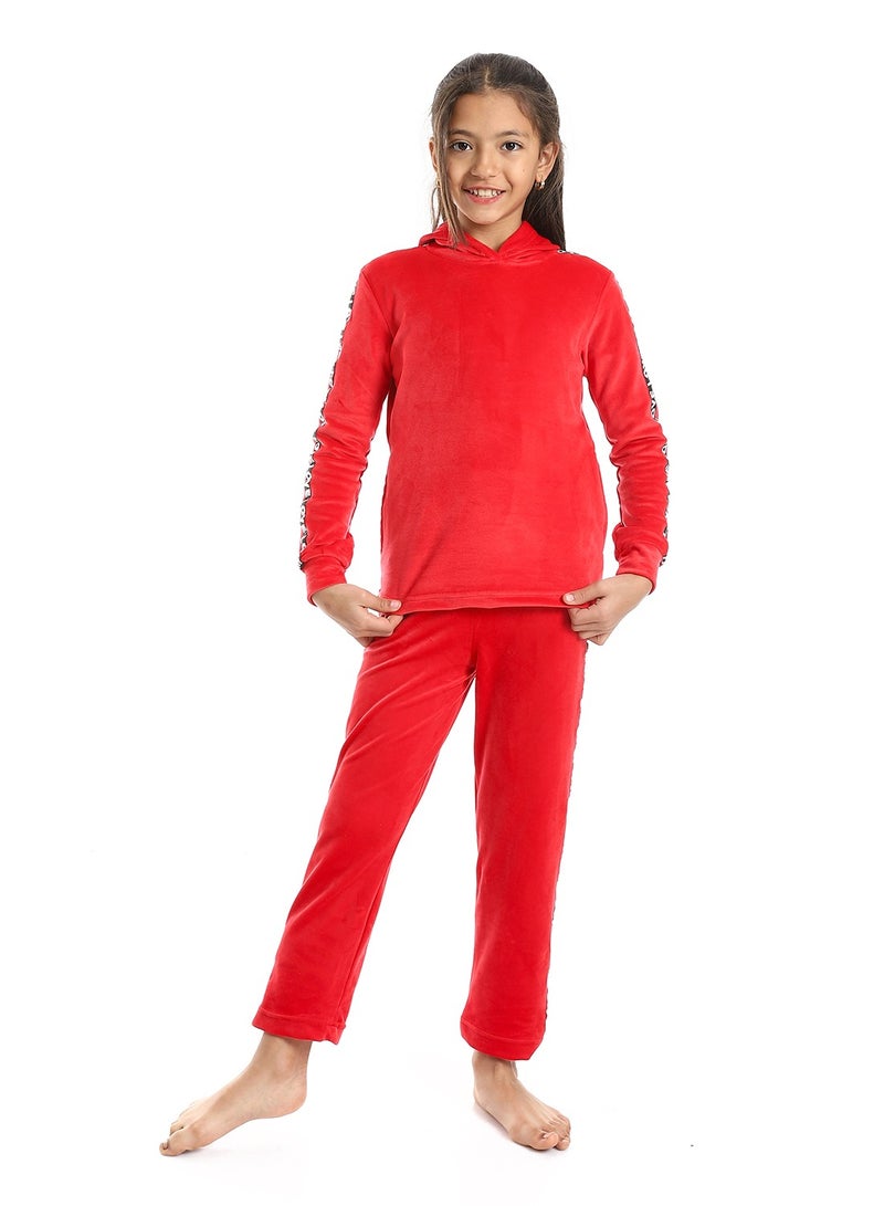 Andora Slip On Hooded Velvet Girls Pajama Set - Image 1