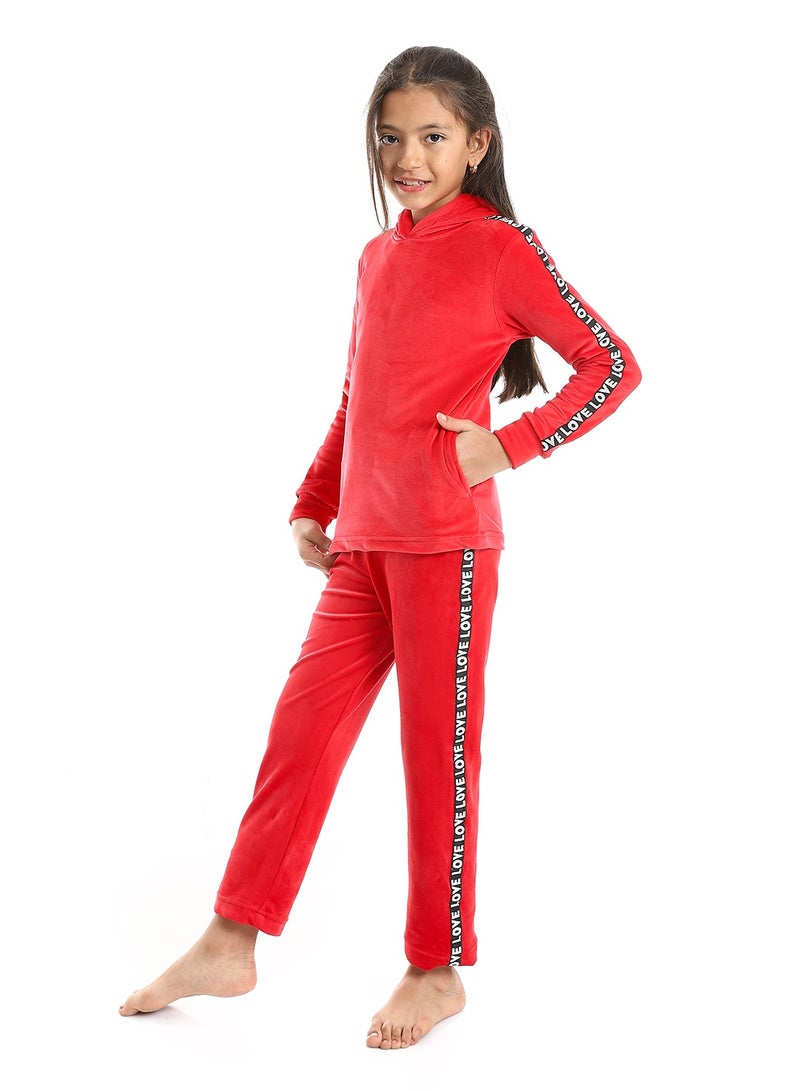 Andora Slip On Hooded Velvet Girls Pajama Set - Image 2