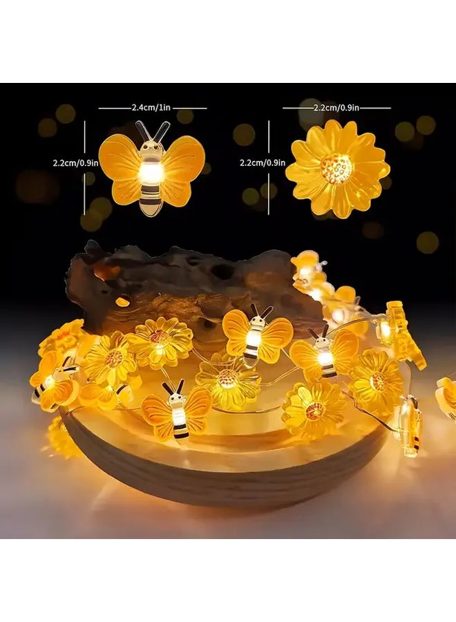78 74 بوصة 20 مصباح LED نحلة دوار الشمس فراشة أضواء خرافية تعمل بالبطارية زينة الربيع - Image 3