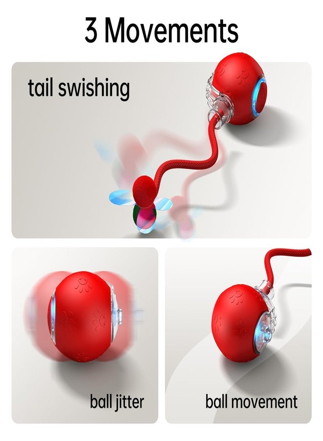 ألعاب تفاعلية للقطط المنزلية - ألعاب حيوانات أليفة مع Speedy Tail 2.0، هدية مثالية لأعياد الميلاد والكريسماس، ألعاب للقطط البالغة المنزلية التي تشعر بالملل، تعمل بالحركة، إصدار مطور جديد لعام 2025، قابلة لإعادة الشحن عبر منفذ USB (أحمر) - Image 4