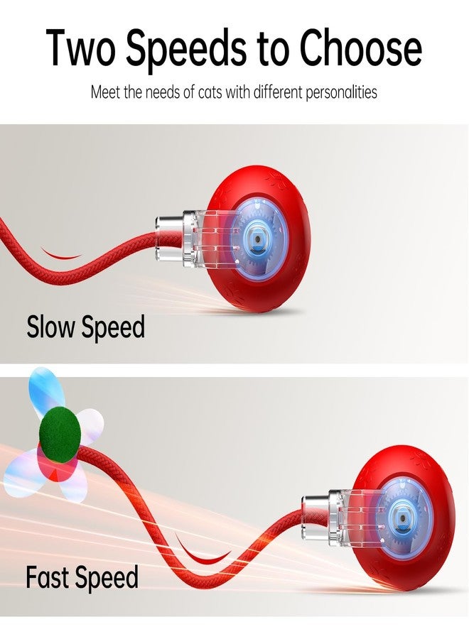 ألعاب تفاعلية للقطط المنزلية - ألعاب حيوانات أليفة مع Speedy Tail 2.0، هدية مثالية لأعياد الميلاد والكريسماس، ألعاب للقطط البالغة المنزلية التي تشعر بالملل، تعمل بالحركة، إصدار مطور جديد لعام 2025، قابلة لإعادة الشحن عبر منفذ USB (أحمر) - Image 3