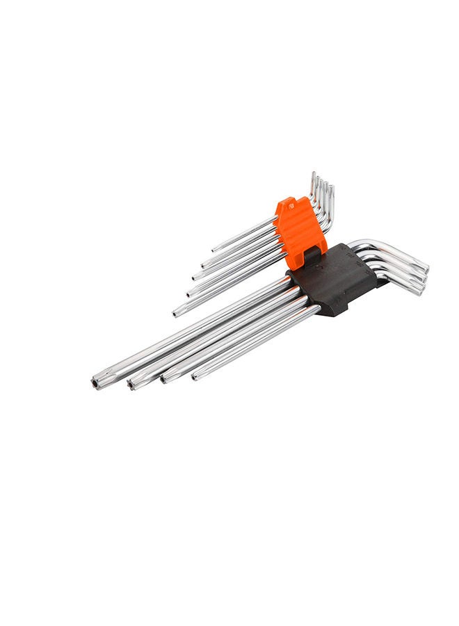 Wokin Torx T10-T15-T20-T25-T27-T30-T40-T45-T50 Crv Steel 207909 Allen Key (Orange/Silver, Set Of 9 Pieces)
