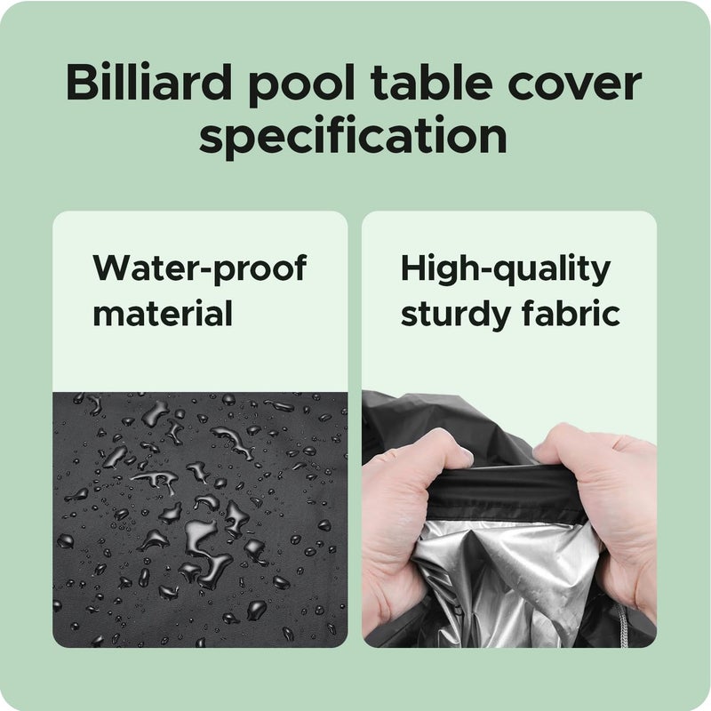 Encasify Billiard Pool Table Cover, Dustproof, Waterproof & Tearproof Covers for Pool Table 7/8/9FT Fitted - Polyester Material - Black (8 Feet (254cm x 140cm X 20cm)) - Image 4