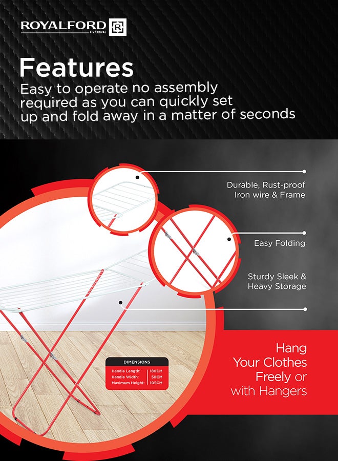 Royalford مجفف ملابس متين مقاوم للصدأ - Image 3