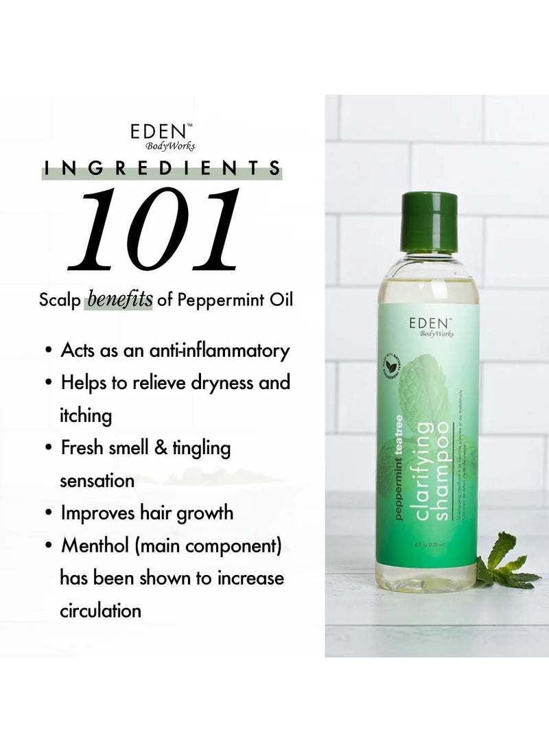eden bodyworks - Peppermint Tea Tree Clarifying Shampoo 235ml - Image 1
