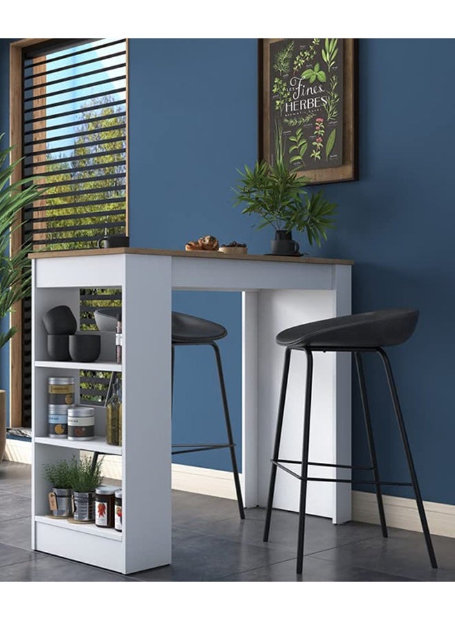 Home Canvas Kitchen Table Bar Table S-Walnut and White - Image 3