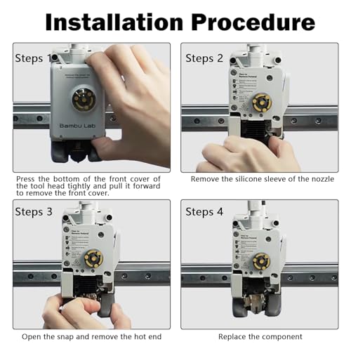 HzdaDeve 4 Pack 0.2MM 0.4MM 0.6MM A1 Mini/A1 Hotend Print Head Hot End Kit Extruder Upgrade High-Temperature Hardened Steel Nozzle Silicone Cover Replacement with for Bambu Lab 3D Printer Accessories - Image 4