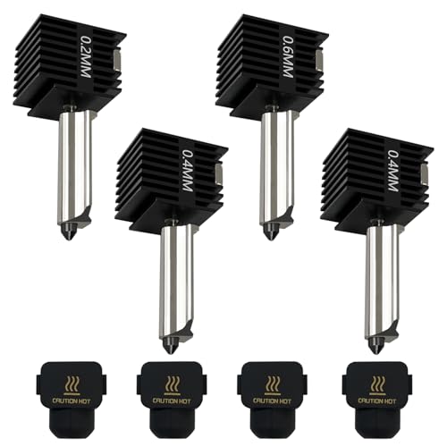 HzdaDeve 4 Pack 0.2MM 0.4MM 0.6MM A1 Mini/A1 Hotend Print Head Hot End Kit Extruder Upgrade High-Temperature Hardened Steel Nozzle Silicone Cover Replacement with for Bambu Lab 3D Printer Accessories - Image 1